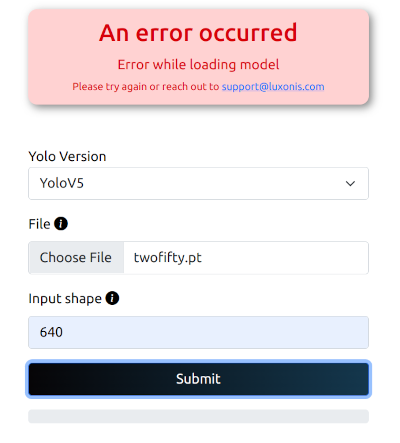 Blobconverter error screenshot